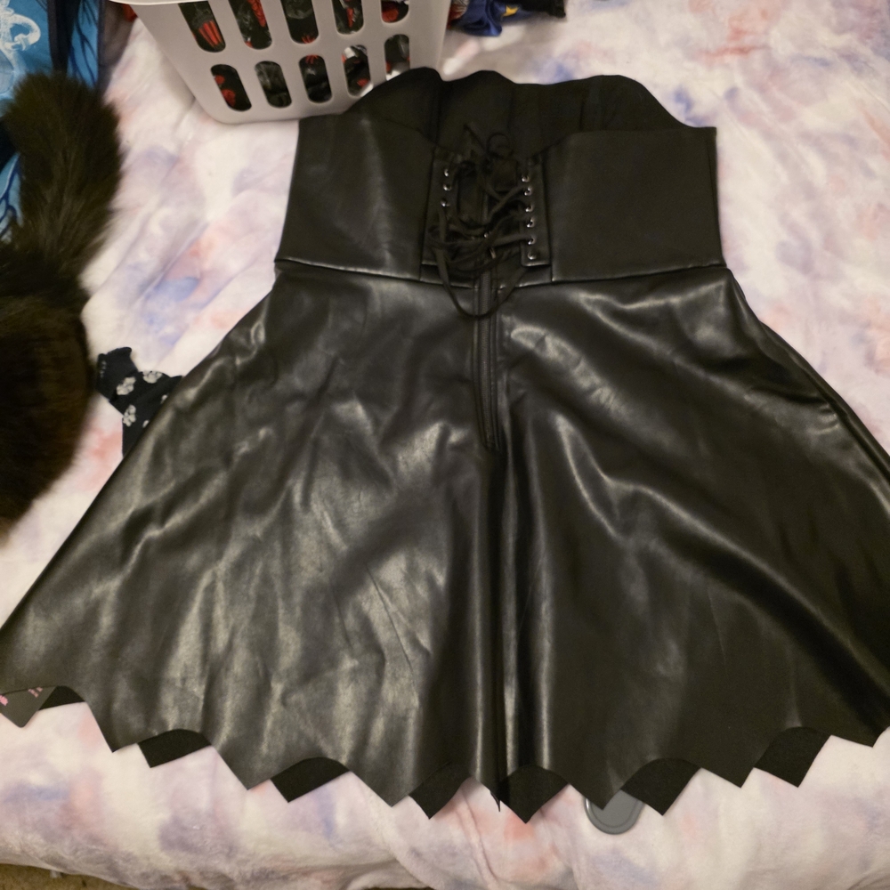 Blackmilk Black Faux Leather Corset Dress
